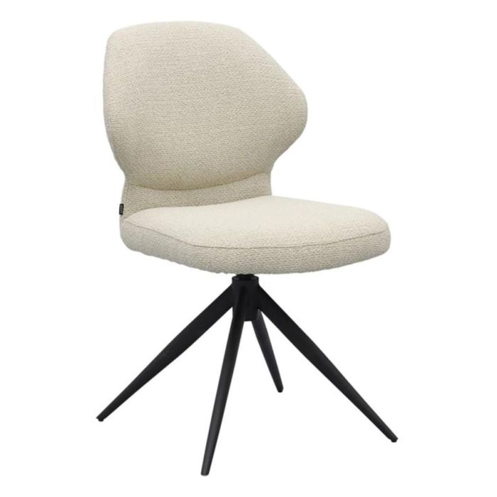 Eetkamerstoel Bione Rhodos Natural met zwart draaionderstel, schuin van voren gefotografeerd