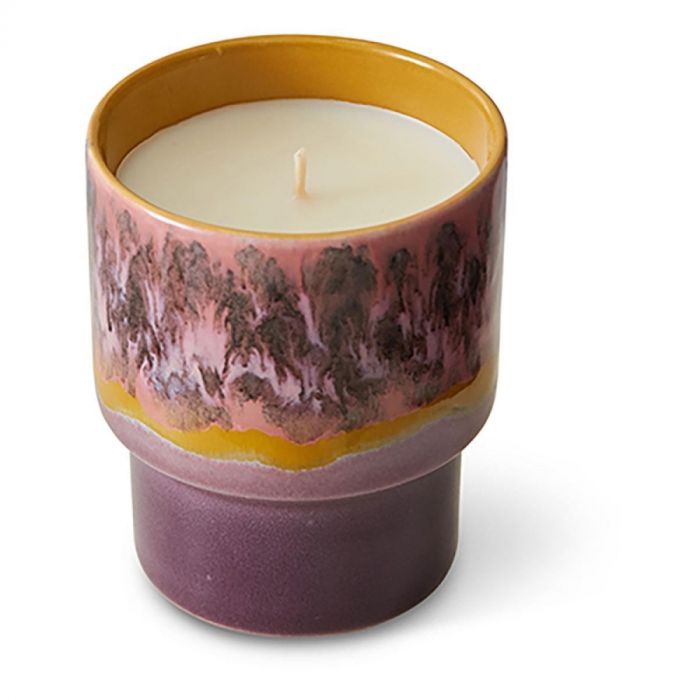 HK Living geurkaars Small Cape Town met roze-paars keramiek en glanzende afwerking, vooraanzicht.