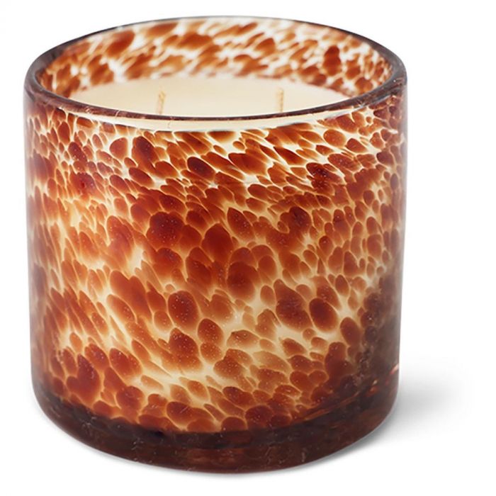 Geurkaars Retro Porch Night van HK Living in gespikkeld retro glas met warme bruine tinten, rechte vorm en twee lonten.