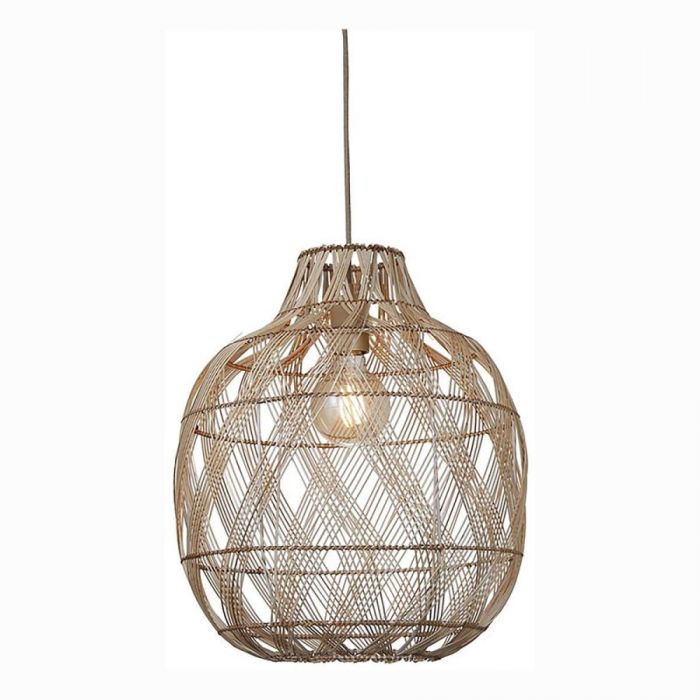 Rotan hanglamp Mendoza van Its About Romy, speels gevlochten in natuurlijke tinten, verkrijgbaar bij Trendhopper.
