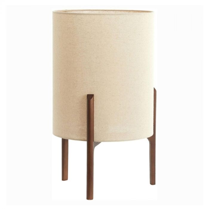  Light & Living tafellamp Litto met houten basis en naturel linnen kap, formaat 22x22x33 cm.