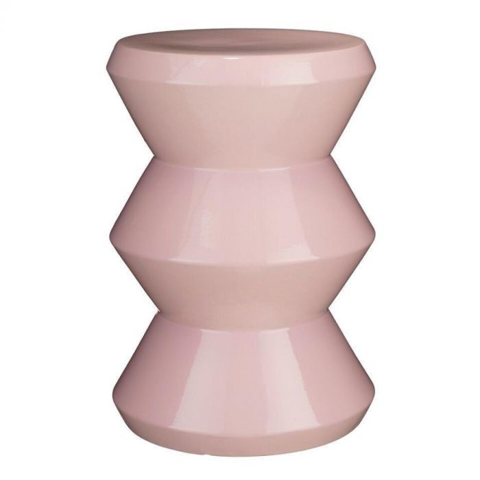 Lila keramieken bijzettafel van Mica Decorations met glanzende afwerking en speels geometrisch design.