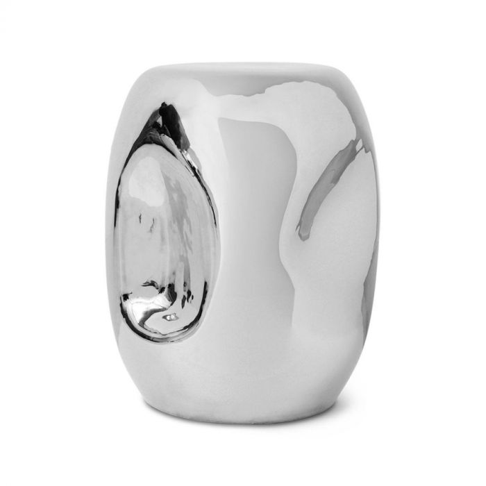 HKliving Bijzettafel Currents Chrome met glanzende chroomafwerking en organische vormen.