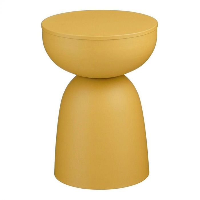Gele bijzettafel Elliot van Trendhopper met ronde vormen en moderne sculpturale uitstraling, in de kleur oker.