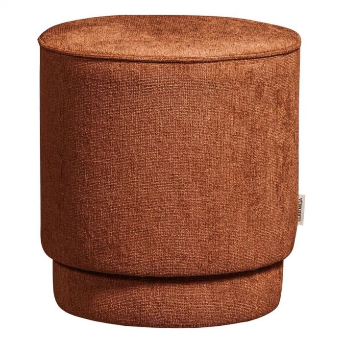 Close-up productfoto van de ronde vtwonen Poef Pearl in rust melange stof.