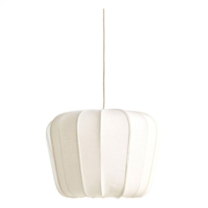 Close-up van de Light & Living Zubedo hanglamp in cream, met zijn zachte ronde vorm en speelse lijnen.