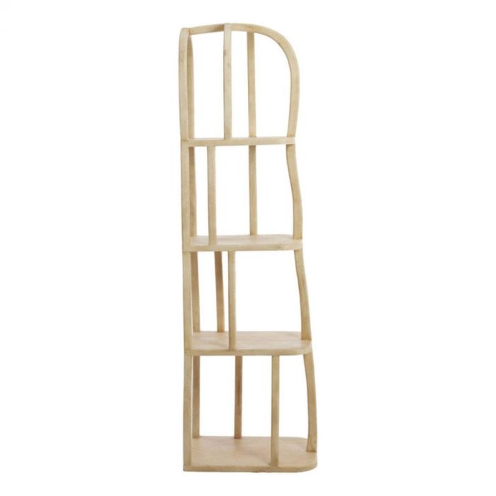 Zijaanzicht van Light & Living kast Lowe van hout in mat naturel met vier open planken.