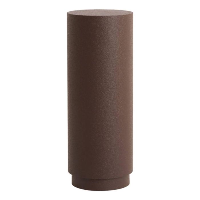 Cilindervormige pilaar in matte auberginekleur van metaal op witte achtergrond