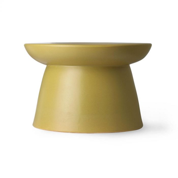 groene keramische HKLIVING bijzettafel Earthenware XL met brede bovenkant en stevige basis.