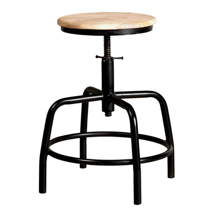 zwarte new routz kruk denver met naturel houten zitting, vrijstaand op witte achtergrond