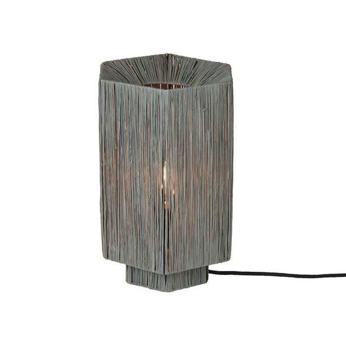 Good&Mojo Panama tafellamp van grijze raffia met sfeervolle lichtdoorlatende structuur