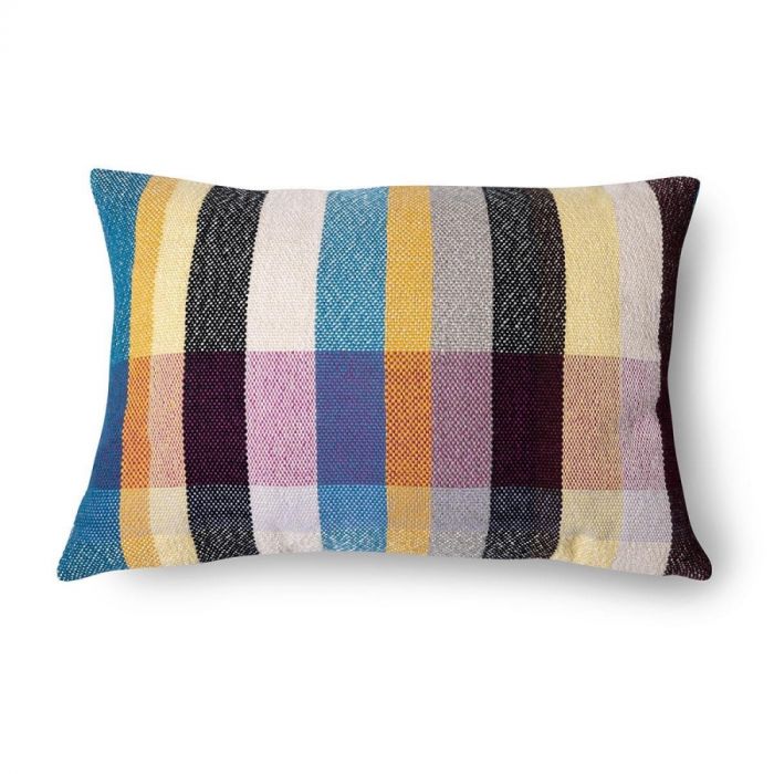 HKLIVING Sierkussen Ultimate Retro 60x40 cm, close-up productfoto van het kussen met kleurrijk retro ruitpatroon in multicolour.