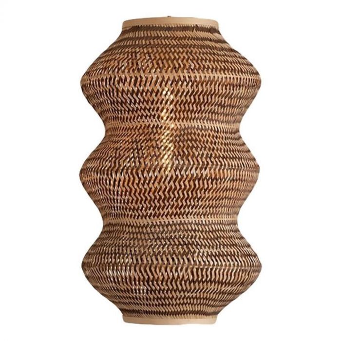 Barbados hanglamp naturel-bruin van bamboe en ijzer met organische vorm.