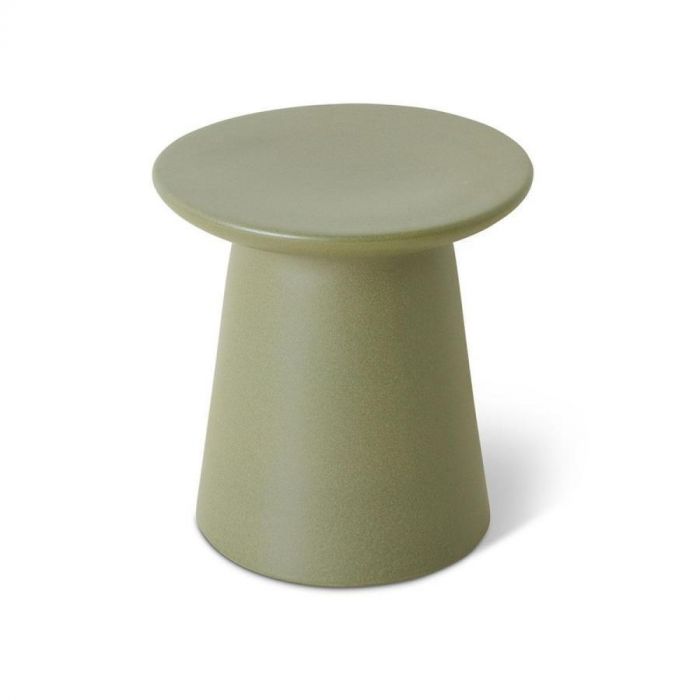 HKliving Earthenware bijzettafel in army groen, losstaand gefotografeerd.