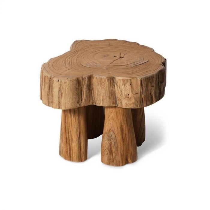 Krukje Wooden Log van massief hout met natuurlijke boomstamvorm en zichtbare nerven.