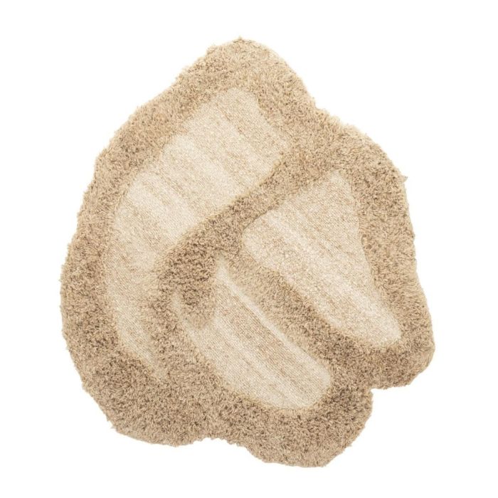 Organisch wandkleed in beige tinten met reliëfstructuur, volledig zichtbaar van voren