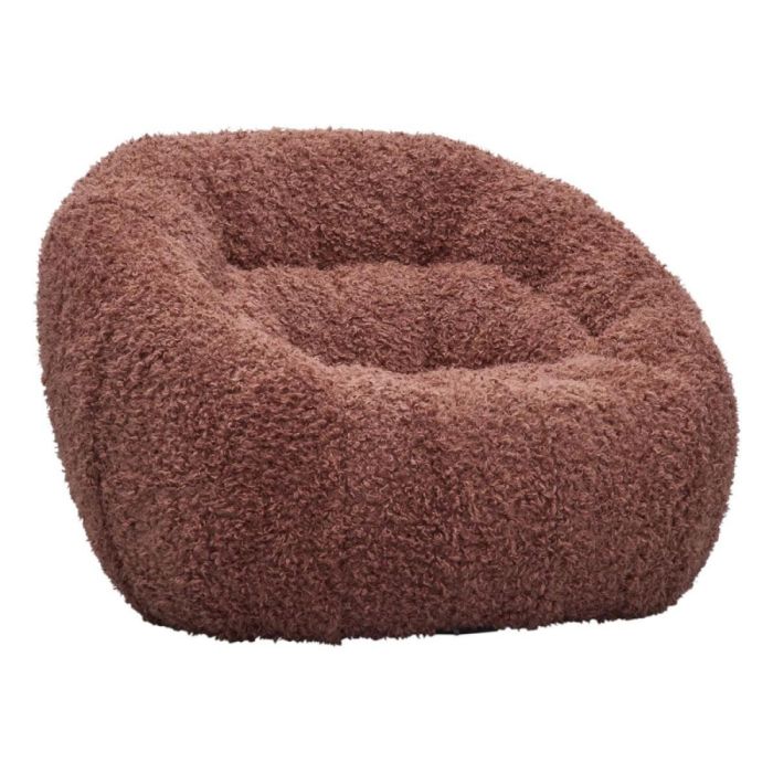 Trendhopper draaifauteuil Cotton Candy by Jill in roze teddylook, vooraanzicht met ronde vormen.