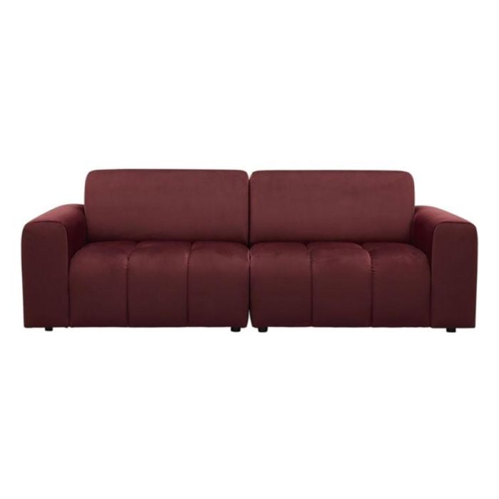 Trendhopper 3-zitsbank Indian Summer by Jill in bordeauxrode stof, vooraanzicht met brede armleuningen.