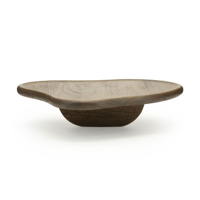 Sofa Tray van donkerbruin mangohout met lichte glans, vooraanzicht.