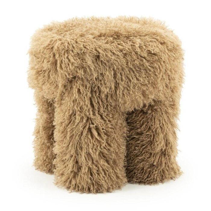 Doodly krukje in taupe met wollige polyester bekleding, zachte textuur en speels ontwerp, ideaal als decoratief accent in de woonkamer.