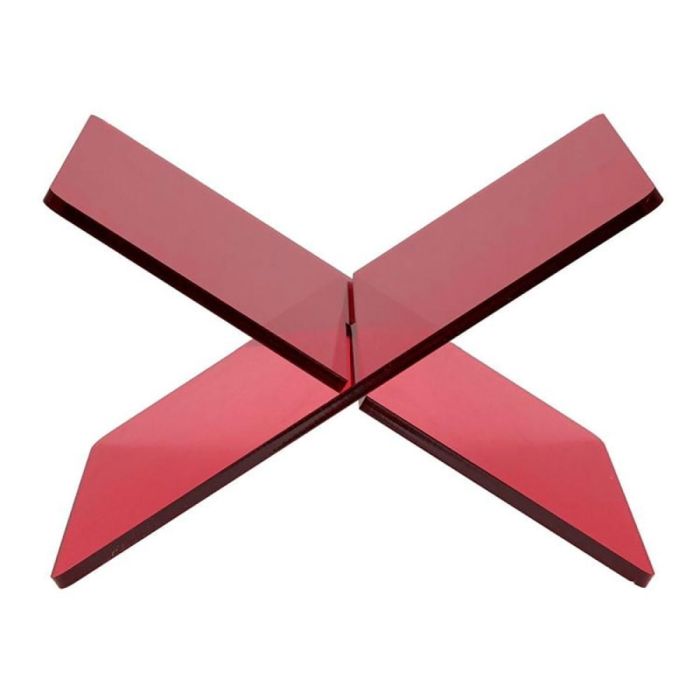 Trendhopper boekenstandaard Icon by Jill in bordeauxrode kleur, gemaakt van plexiglas in kruisvormig design.