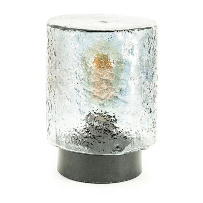 Tafellamp Silon klein – handgemaakt van glas met unieke structuur en zwarte voet.