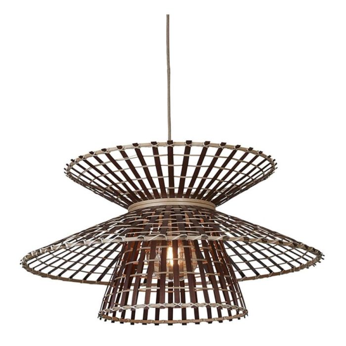 Natuurlijke It's About RoMi Hanglamp Machu Picchu van bamboe en ijzer in bruin  en beige tinten op witte achtergrond.