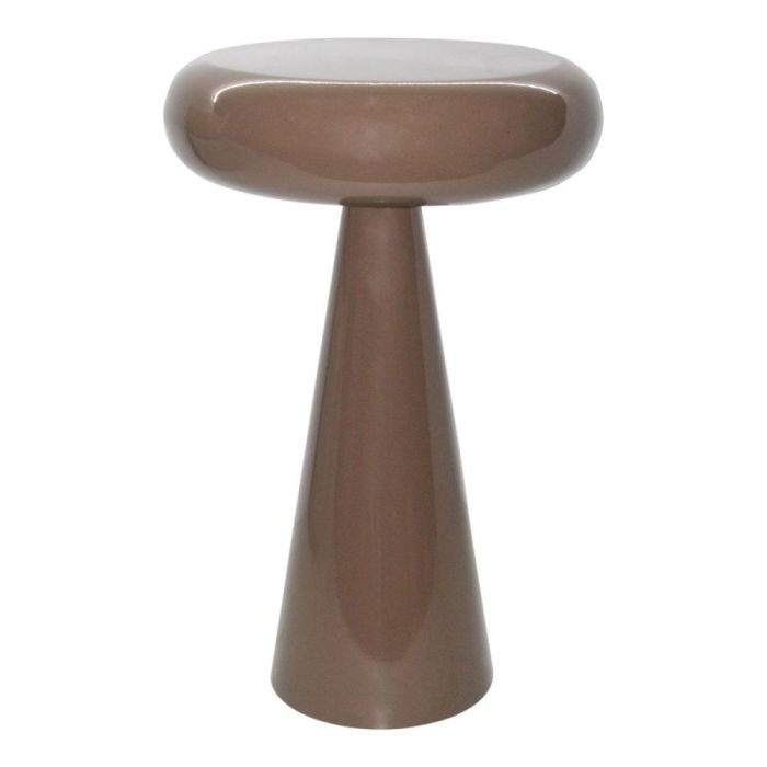 Livingfurn Brix Sam bijzettafel Coffee in glanzend metaal met rond blad en taps toelopende voet, vrijstaand op witte achtergrond