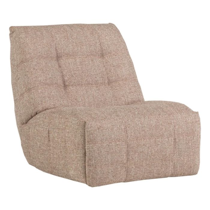 WOOOD Hein elektrische relaxfauteuil in naturel melange met zachte, afgeronde vorm en gestikte zitting.