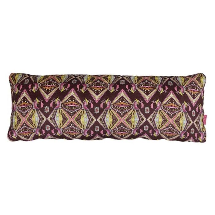 Trendhopper sierkussen Royal XL by Jill met kleurrijk geometrisch patroon in roze, paars en geel tinten op witte achtergrond.