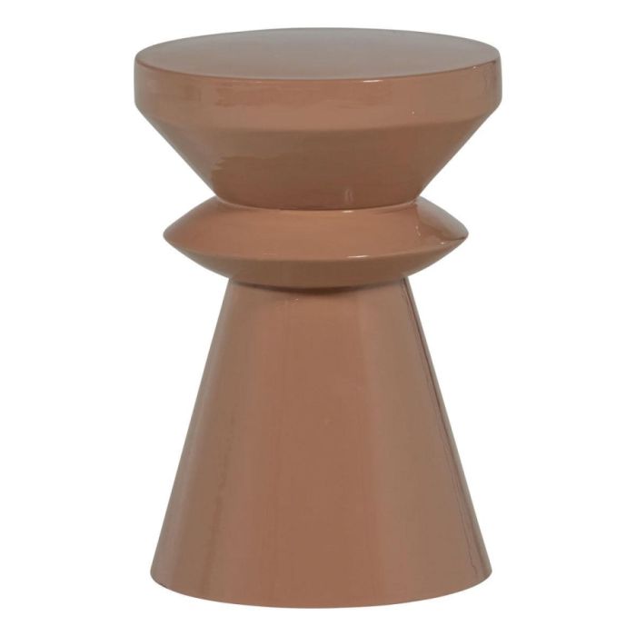 WOOOD bijzettafel Fedde in oudroze metaal met geometrische vorm en glanzend oppervlak.