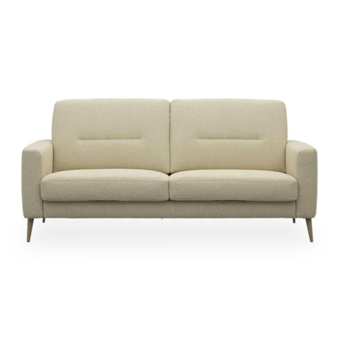 Beige bank Veneto met hoge rugleuning en strakke lijnen, vooraanzicht