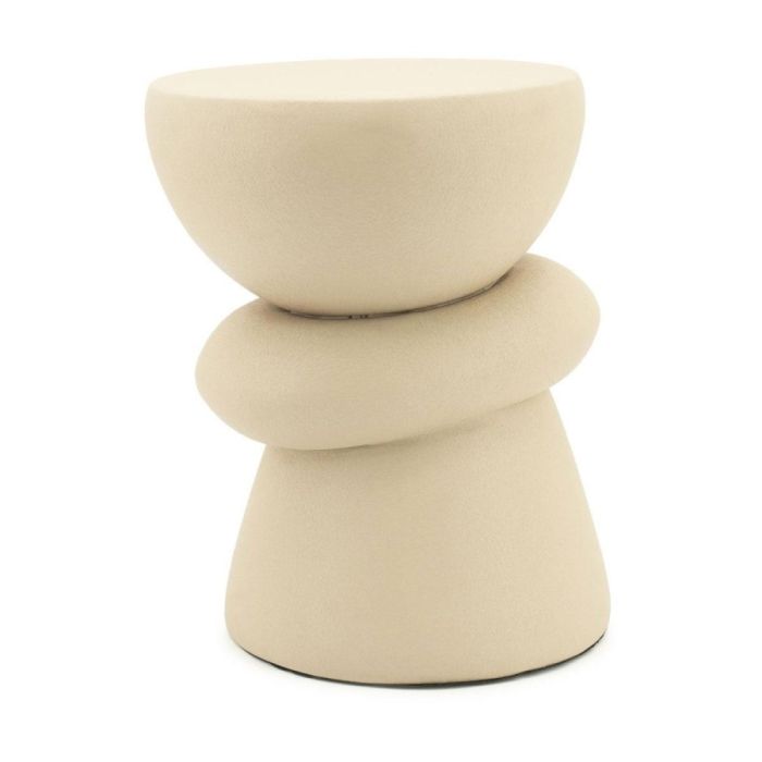 Beige bijzettafel Kerun van gecoat aluminium met unieke sculpturale vorm