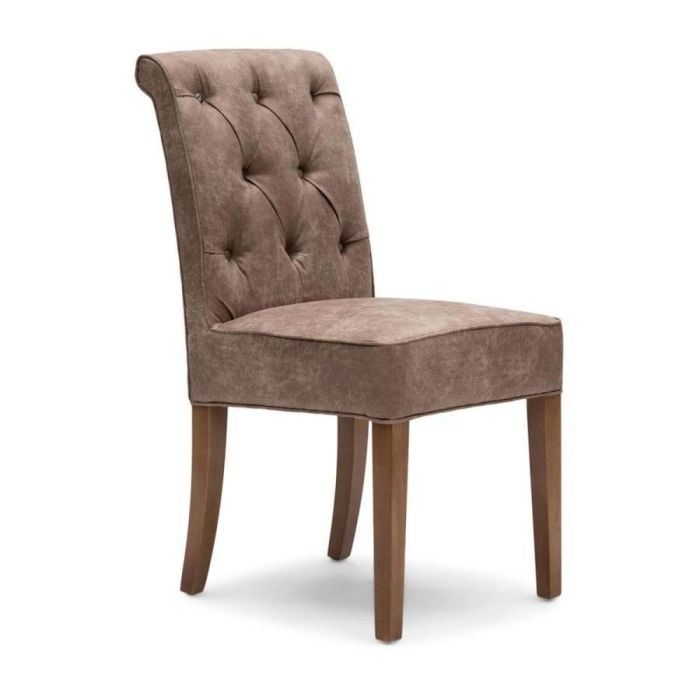 Eetkamerstoel Hampton Classic in Pellini leer Camel met houten poten, schuin vooraanzicht