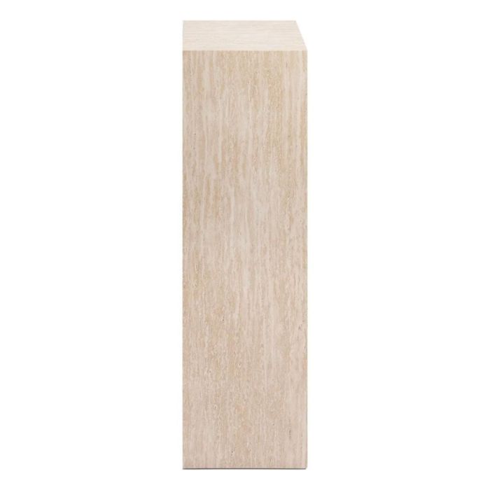 Crèmekleurige COCO maison pilaar Nea van 100 cm hoog, frontaal gefotografeerd met travertin-look afwerking.