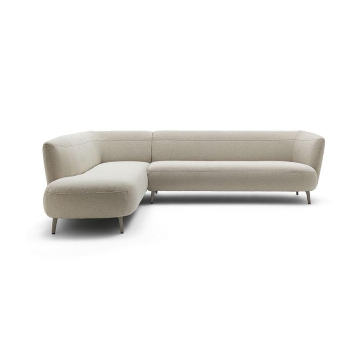 Rolf Benz Elva hoekbank lichtbeige met chaise longue vrijstaand