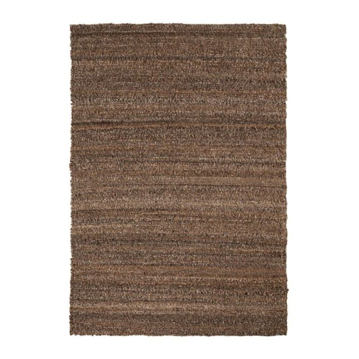 Donkerbruin handgeweven vloerkleed van katoen en polyester in neutrale woonkamerstijl