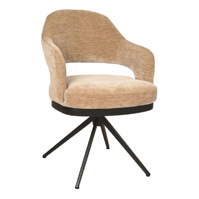 Trendhopper armstoel Firenze met zwarte draaipoot en beige gemêleerde stoffering, vrijstaand op witte achtergrond