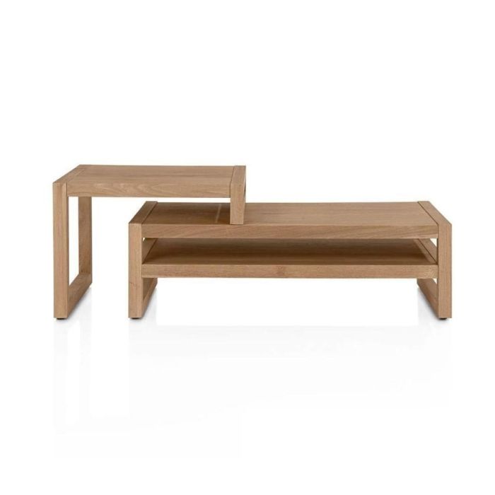 Salontafelset Bonaire van eikenfineer met twee niveaus en speelse vormgeving