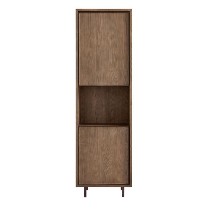 Opbergkast Calvo bruin 202x60 cm met open vak en twee deuren