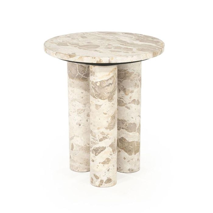 By-Boo bijzettafel Marmo van marmer met rond blad en drie poten