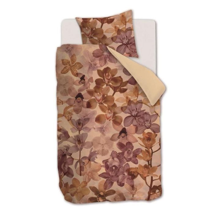 Dekbedovertrek Beddinghouse Orchid met gelaagde orchideeënprint in naturel en warme tinten