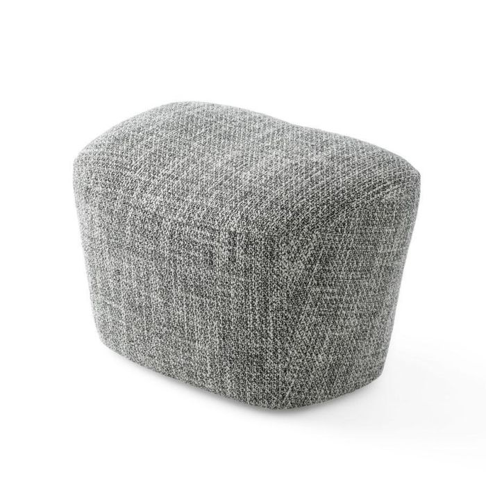 Grijze Sparkle poef met gemêleerde stof en afgeronde vormen