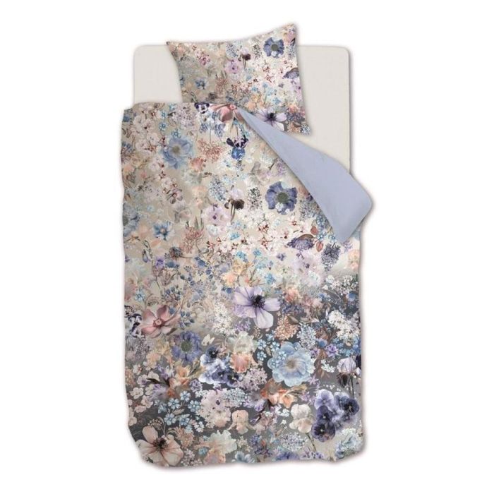 Kardol by Beddinghouse Principe Pastel dekbedovertrek met zwevende bloemenprint en pastelverloop van peach naar staalblauw