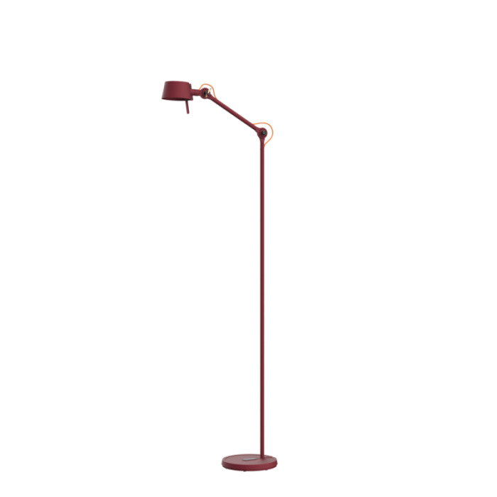 Rode design vloerlamp Bolt10 Floor met verstelbare arm en ronde voet