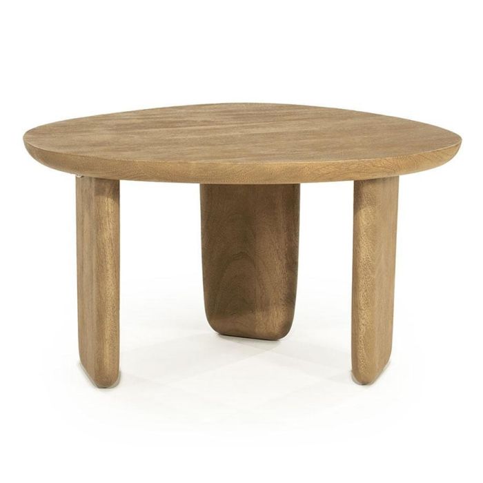 Eleonora salontafel Maud Small naturel van mangohout, vrijstaand op witte achtergrond
