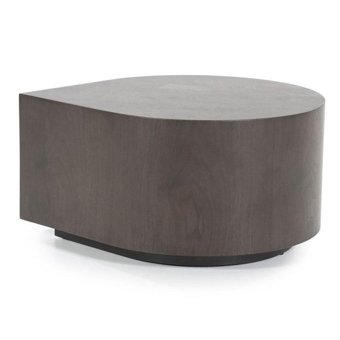 Eleonora bijzettafel Jules in walnoot fineer met druppelvormig blad op witte achtergrond