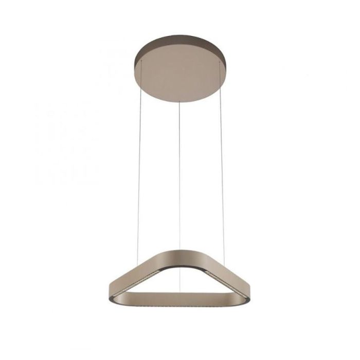 Driehoekige Q-STRETTO hanglamp in brons met minimalistisch design en dunne ophangkabels