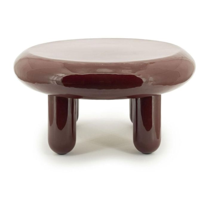 Ronde salontafel van ijzer in bordeauxrode kleur met afgeronde poten, By-Boo