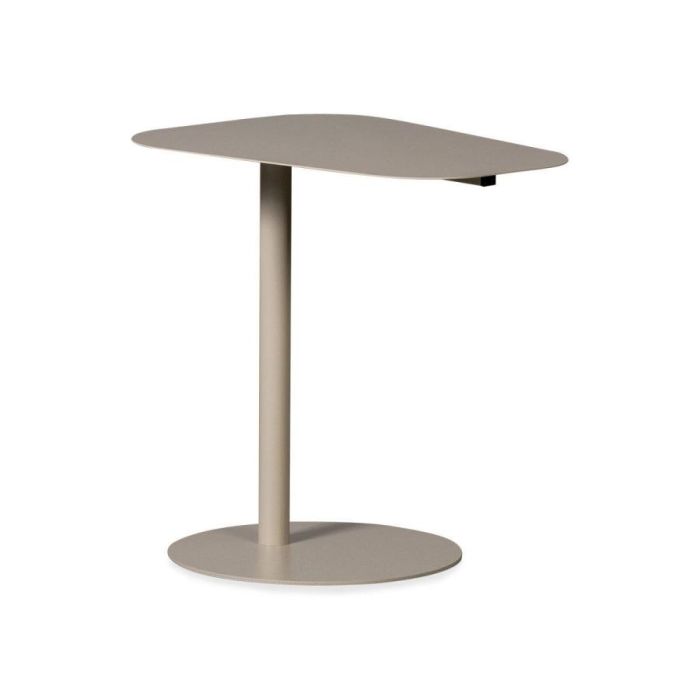 Beige metalen bijzettafel Meri met organisch tafelblad en ronde voet